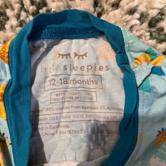 Little Sleepies Blue Party Animals Two Piece Pajama Set 12-18 Months - Picture 5 of 5